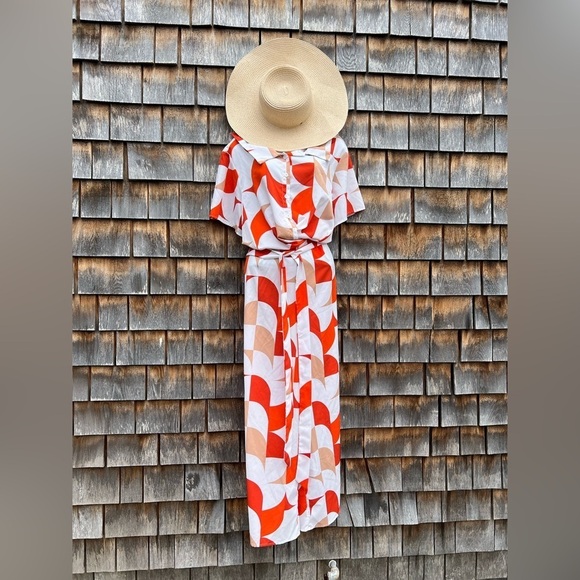 SHEIN Curve 1X Stylish Orange & Brown Patterned Jumpsuit – Effortless & Chic! - Picture 5 of 6